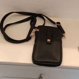 Black Mini Crossbody Bag phone Holder with Gold Accents NWOT
